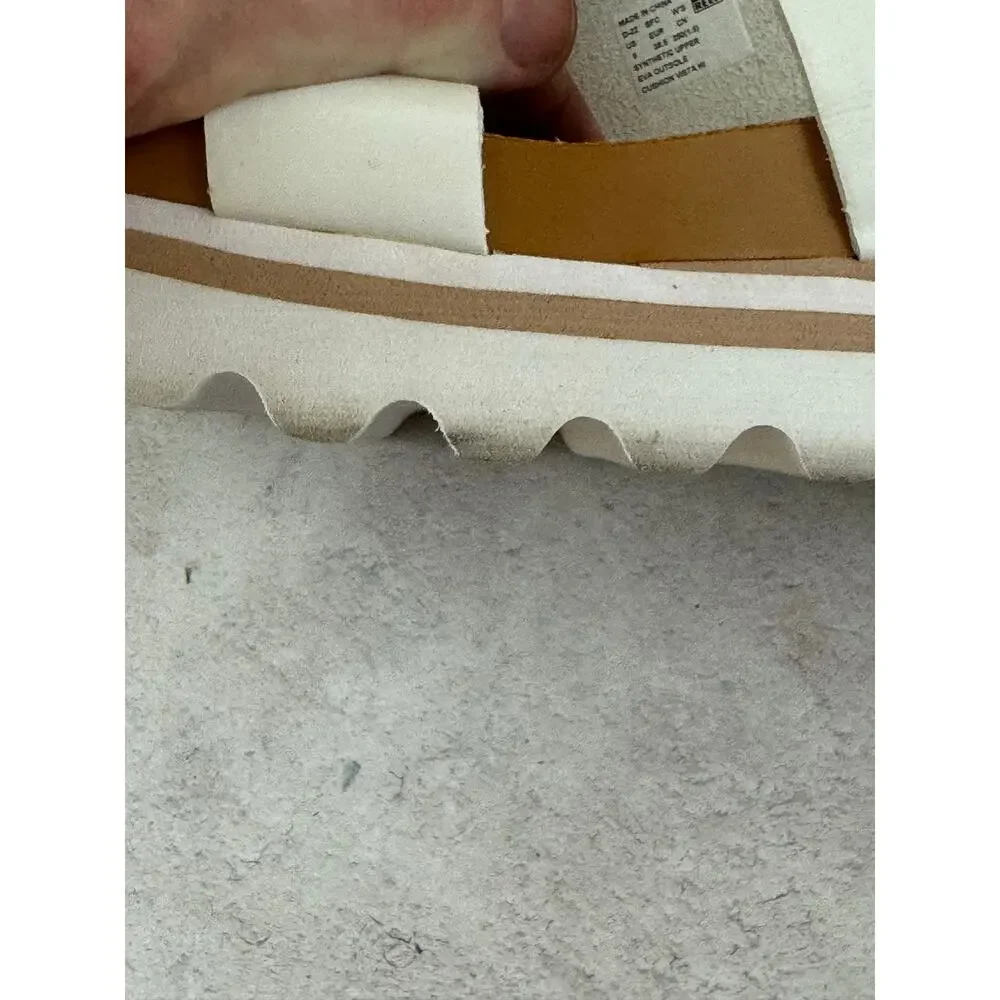 Reef Cushion Vista Hi White Double-Strap Platform Slide Sandals Womens Sz 8